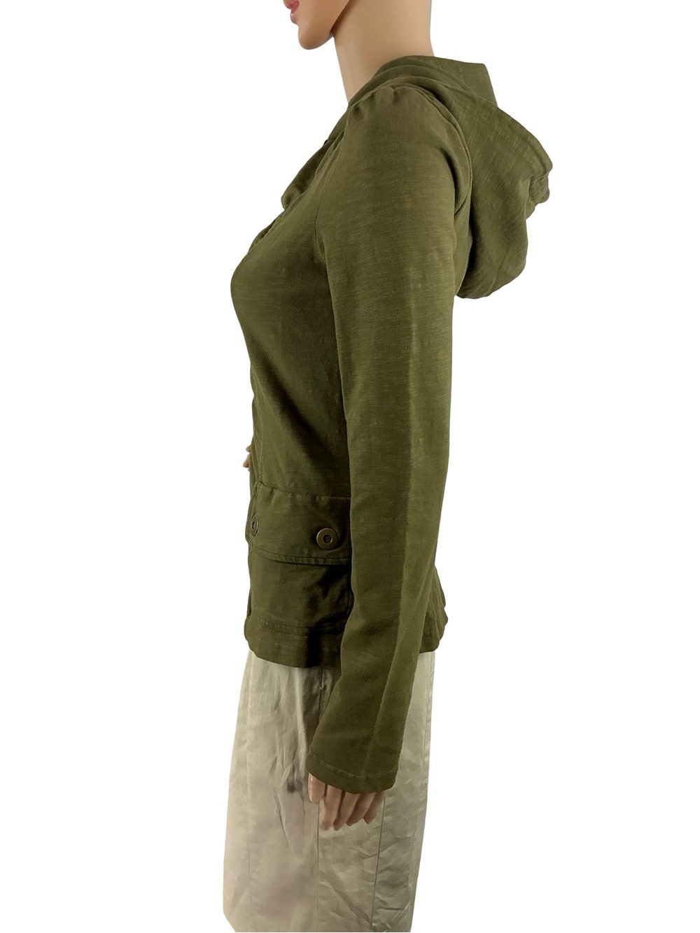 Wearables XCVI Ruched Full Zip Hoodie Jacket Green Size XS - Picture 5 of 8